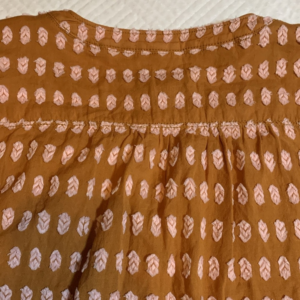 Anthropologie Rust Orange Printed Peasant Blouse - Picture 13 of 16